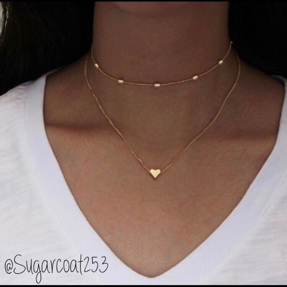 ✨Last 1✨ •Golden Threads• Heart Chain Necklace - Picture 2 of 3